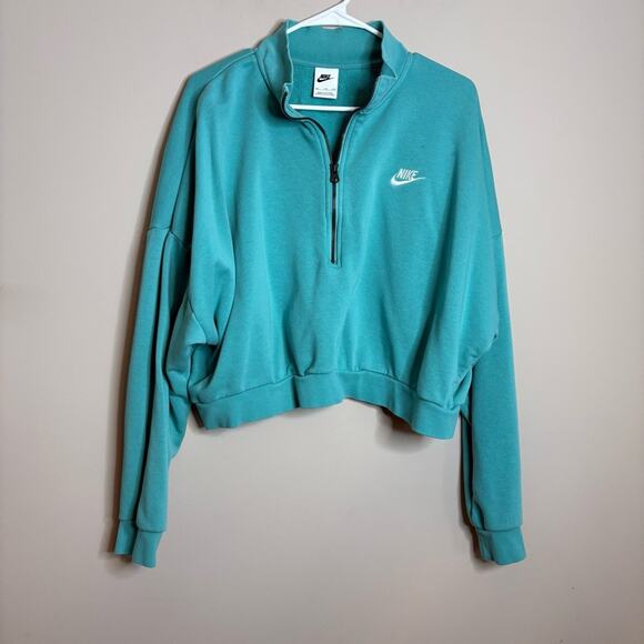 Nike Sportswear Essential Cropped Fleece Jacket in Washed Teal XXL - Picture 2 of 6